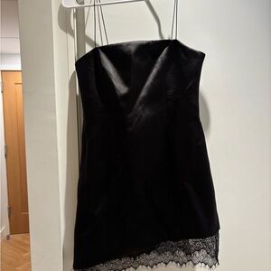 Zara Black Mini Dress with Lace Hem